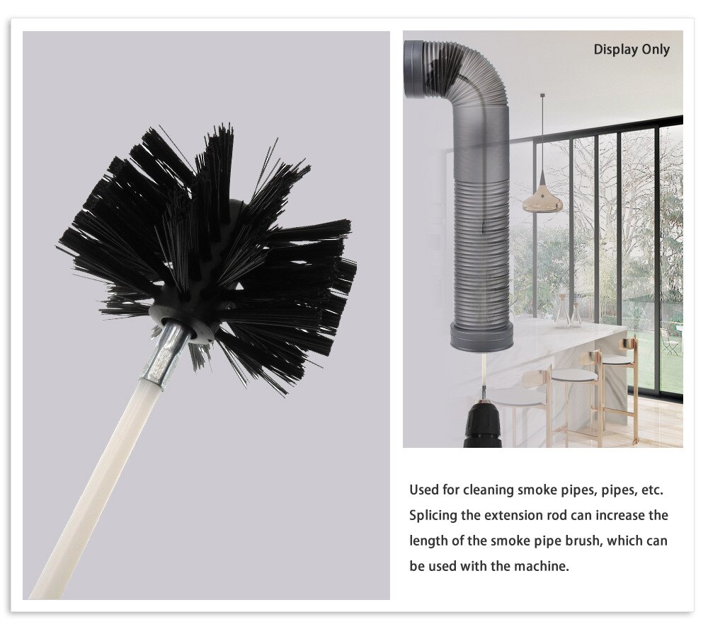 150mm Rotary Chimney Brush Long Handle Flexible Rod For Chimney, Dryer Pipe，Fireplace Inner Wall And Roof Cleaning Tools