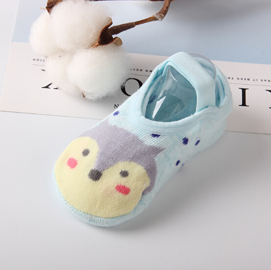 1Pairs Baby Child Boys Girls Kids Anti Slip Ankle Socks Cotton Anti-slip Shoe-like Socks Cute Cartoon Floor Soft Sole 1-3Y: Blue Raccoon