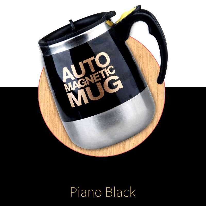 Tasse magnétique à agitation automatique, en acier inoxydable, mélange de café et de lait, mélangeur intelligent, mug thermos: Black (AAA Battery)