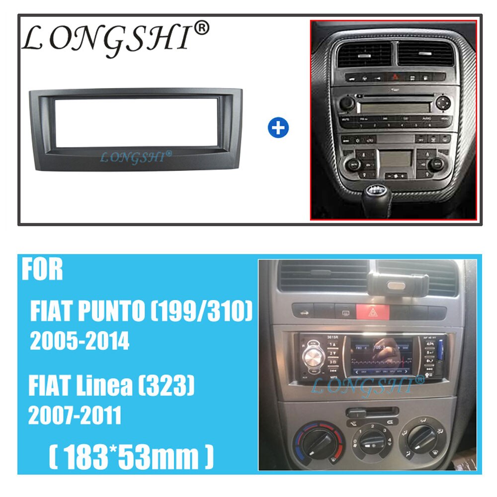Grå en 1 din bilradio fascia til 2005 2006 2007 fiat punto linea stereo installer dash kit dvd frame cd trim 1 din