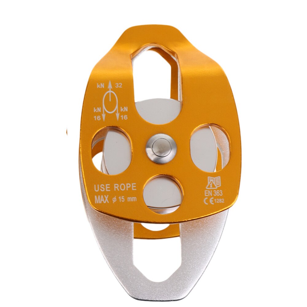 32KN Ball Bearing Double Swing Pulley for Hauling System Rock Climbing Caving Rappelling Rescue Dragging Caving Rescue Sheaves: Gold