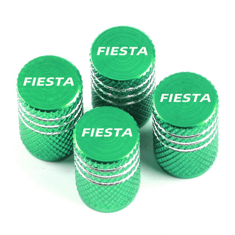 4 pièces/ensemble voiture pneu Valve tiges bouchon couverture pour Ford Fiesta aluminium pneu roue anti-poussière casquettes accessoires: green