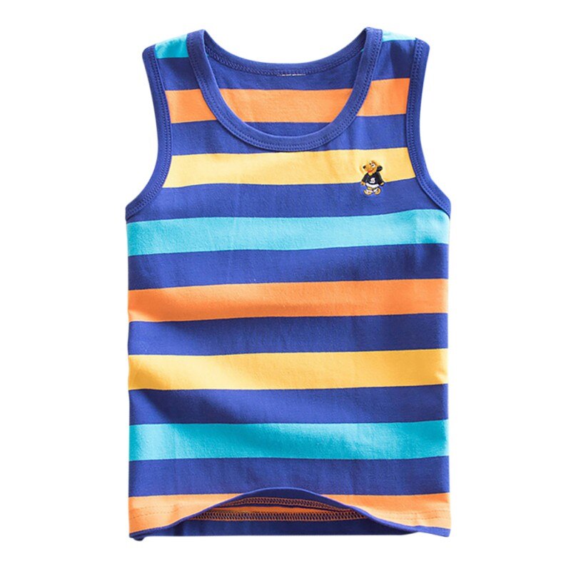 4 rayas niñas niños chaleco tops sin mangas para niña algodón peinado niños chaleco camisolas camisa ropa interior: B / 3 años