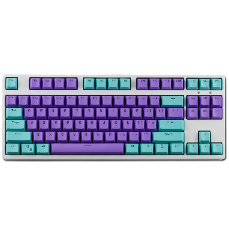 PBT Keycaps Set - Green & Purple Double-Color - OEM Profile - For Mechanical Keyboards