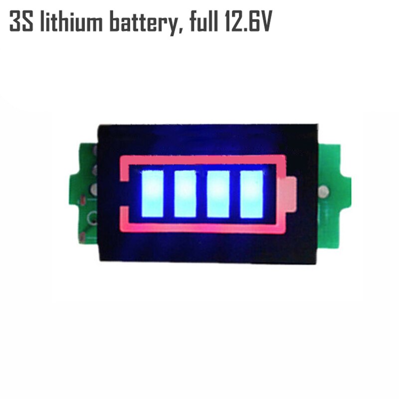 Indikator for batterikapacitet 3.7v/2s/3s/4s modul for modul til batterikapacitet, blå skærm, elektrisk køretøjs batterikapacitetstester: 3s