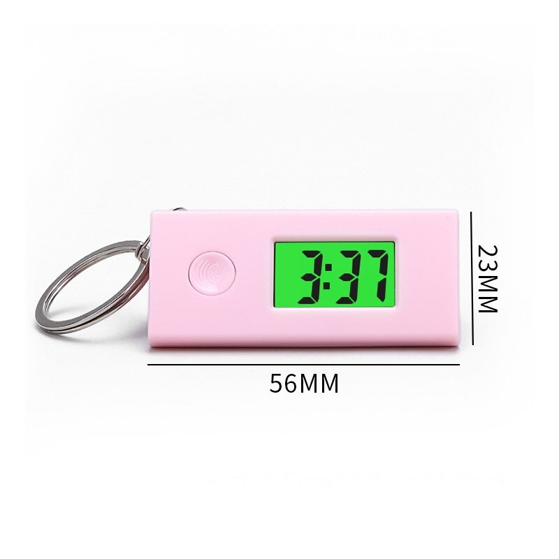 Silent Luminous ABS Digital Electronic Clock Student Exam Study Library Pocket Watch Green Backlight LCD Display Mini Portable: pink