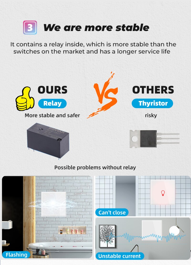 1/2/3/4 Gang TUYA WiFi 433MHZ Smart Touch Switch Home Wall Button For Alexa And Google Home Assistant Smart Switch