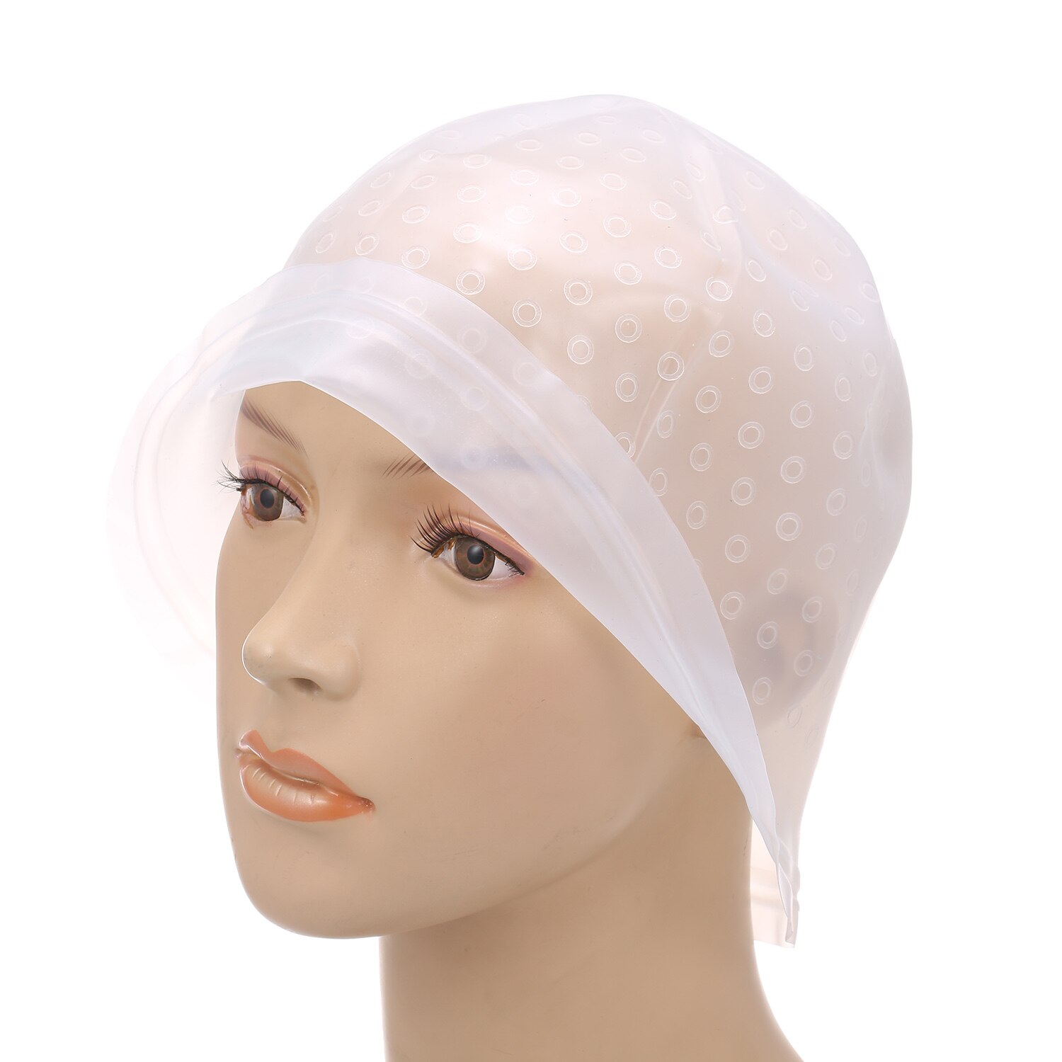 Reusable Hair Coloring Dye Cap Silicone Highlight Cap Hair Staining Cap with Hook Hairdressing Tools: White