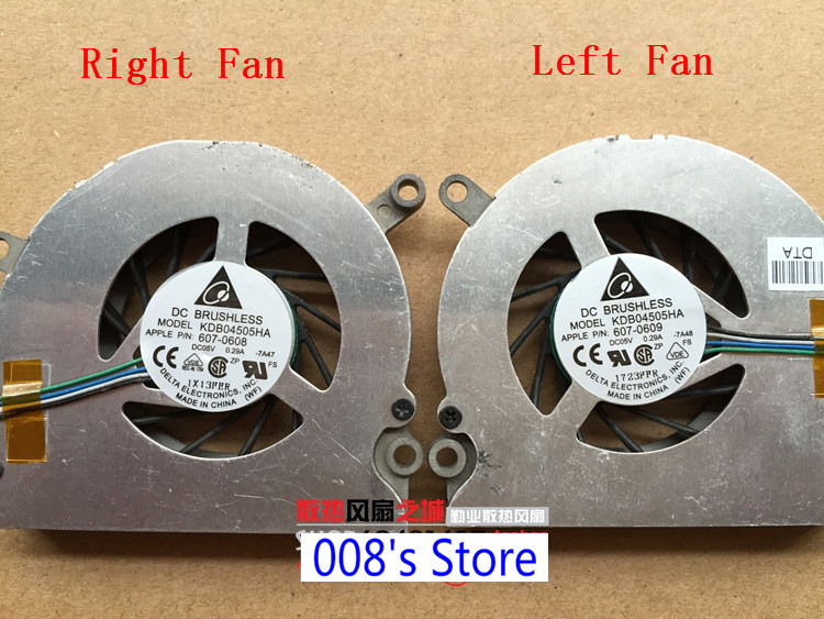 95% CPU GPU Cooler Fan For Apple MacBook Pro 15.4" C2D A1211 A1226 A1260 Left Right DELTA KDB04505HA -7A47 -7A48 DC5V 0.29A