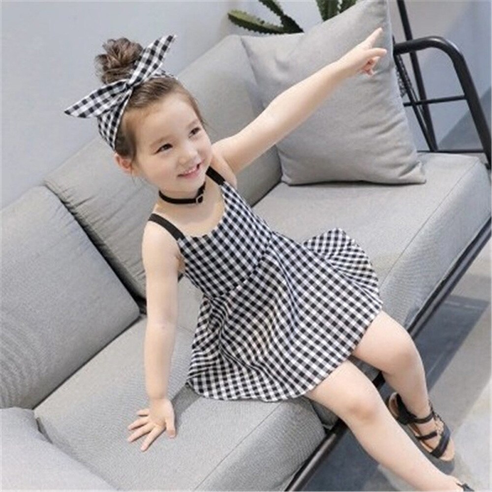 Toddler Girls Princess Plaid Strap Dress Kids Baby Sleeveless Summer Dresses Outfits Baby Girl Outfit robe vestidos de verano#45: Default Title