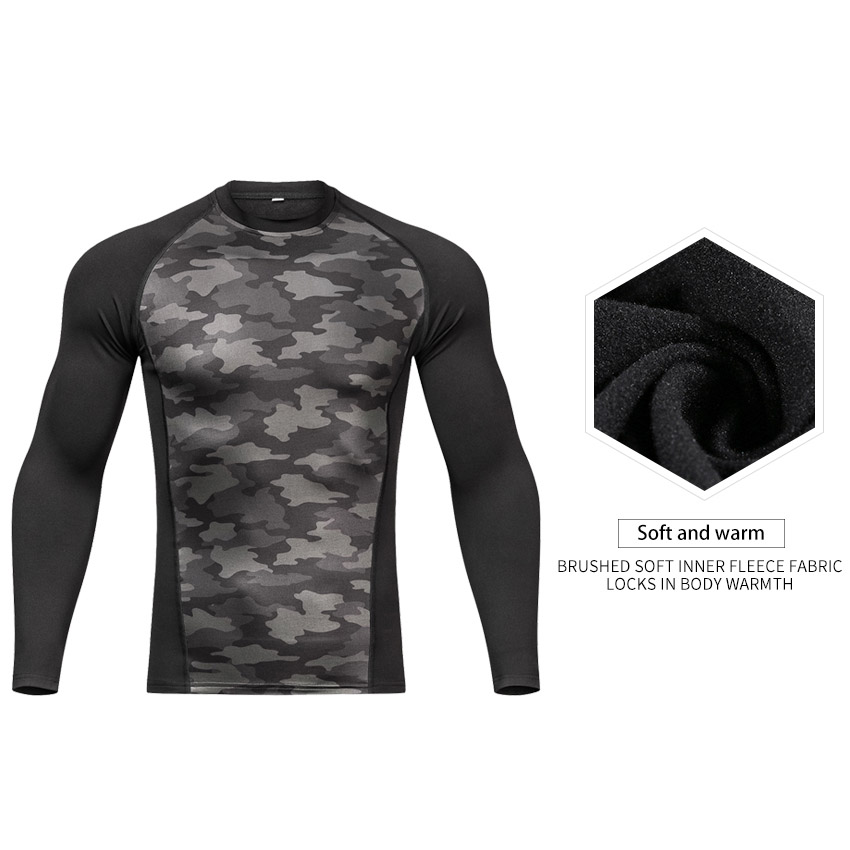 Outto Männer der Basis Schicht Radfahren Warme Lange Sleeve Crew Thermische Fitness Lauf Gym Compression Top N59Y