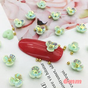 50 unids/lote de adornos de flores de fantasía para manicura, adornos de 3,5 pétalos de lavanda mate, Aurora, dijes para decoración de uñas, 6-10: 5-7