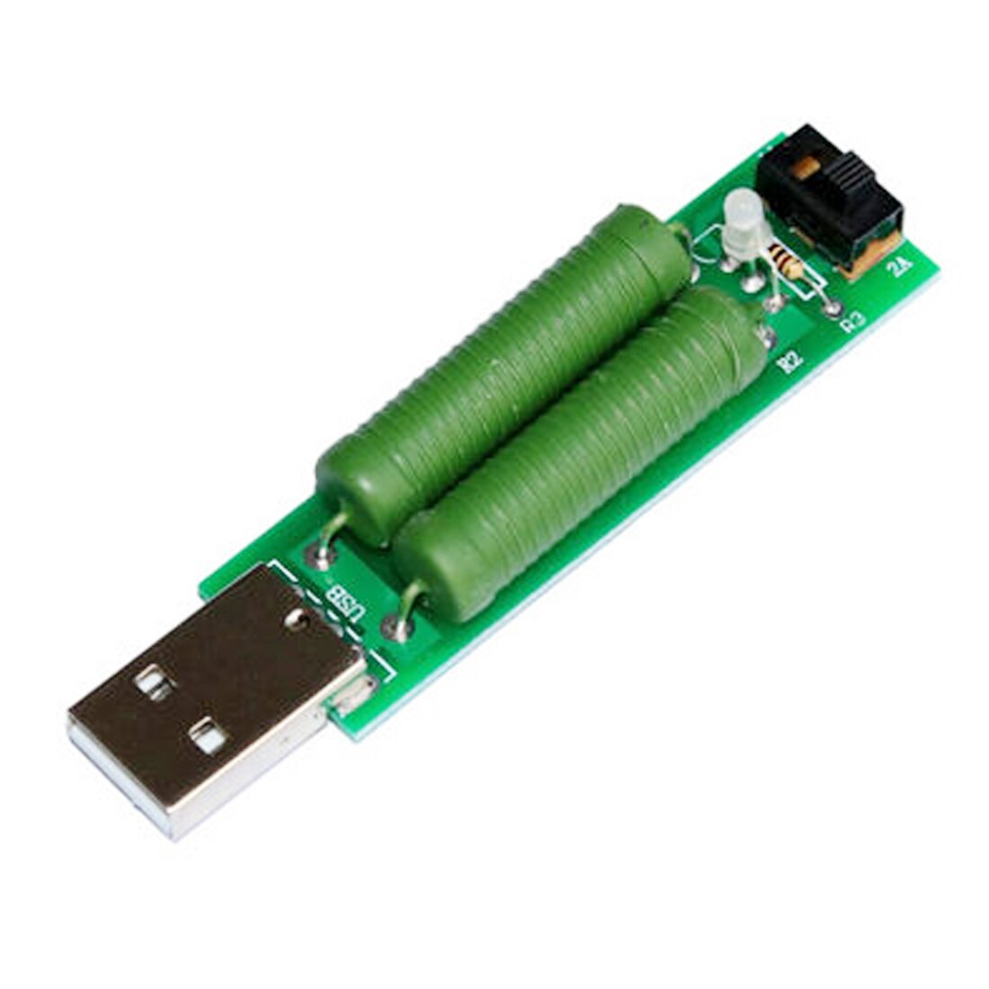 USB Mini Discharge Interface Load Resistor with Switch 5V 1A Green