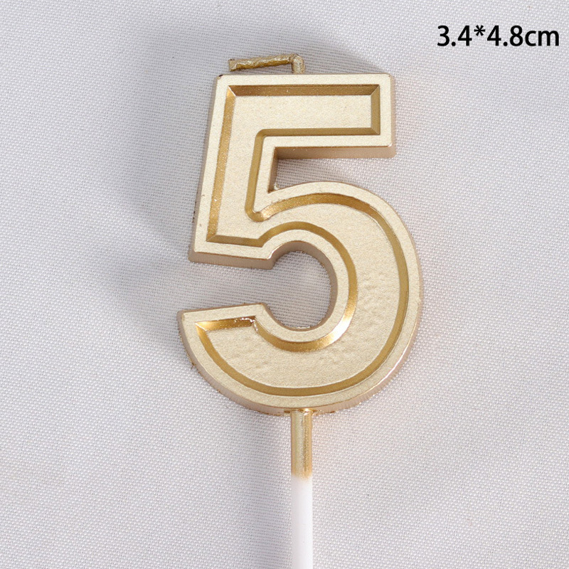 Gold Happy Birthday Number Cake Candles 0 1 2 3 4 5 6 7 8 9 Cake Topper Kids Girls Boys Bar Baby Party Supplies Decoration: 5