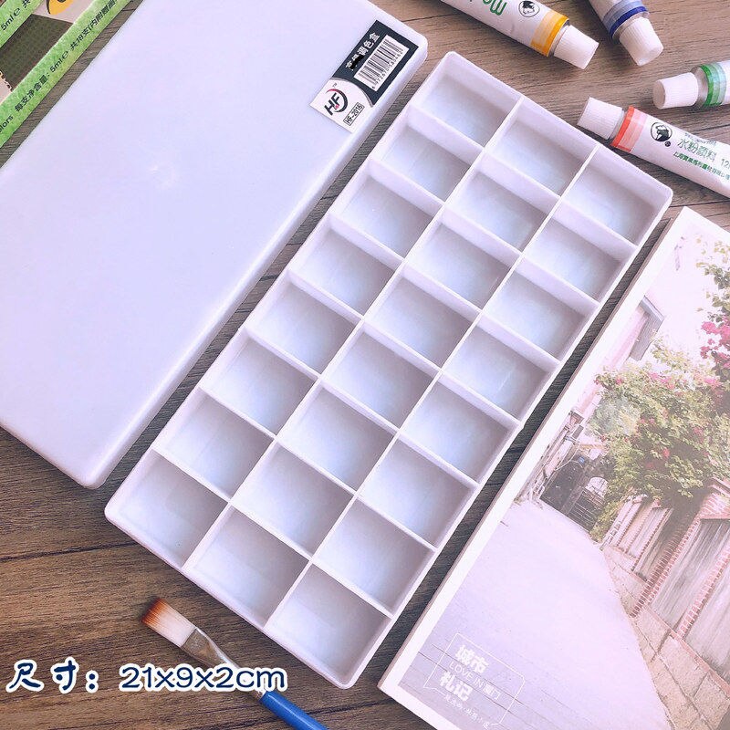 Art Supplies 24 Grid Palette 36 Grid Box Soft Cover Watercolor Paint Box Acrylic Gouache Oil Painting Palette Cases: 24 grid hard lid