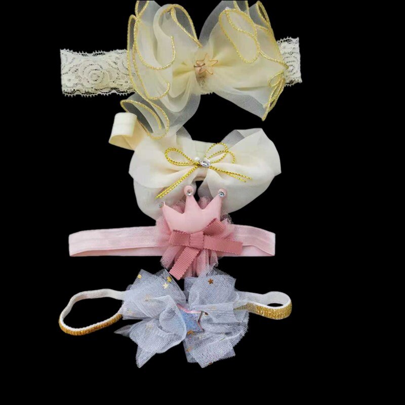 3 pz/lotto dolce neonata fasce pizzo fiore corona arco infantile bambini fascia per capelli principessa neonato accessori per capelli fascia