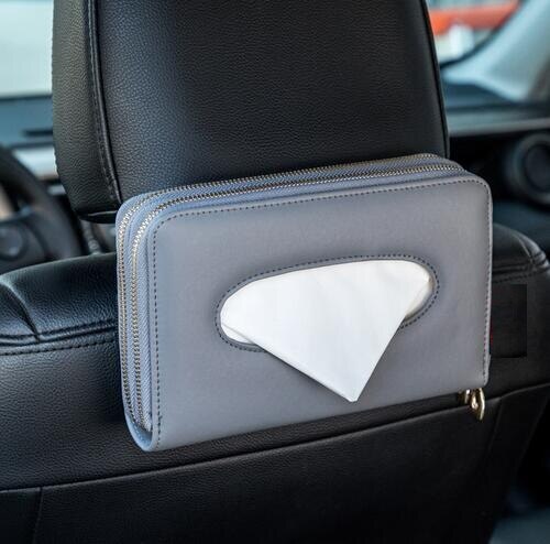 Bil glidelås seterygg vevs boks pu lær bil vevs boks serviett holder bil vev holder bil sete boks papirholder håndkle: type 1