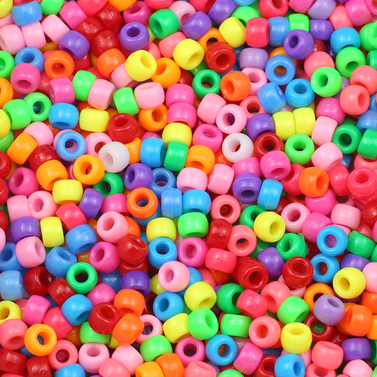 Cuentas multicolores de 6x9mm para hacer joyas, abalorios de Pony con agujero grande para manualidades de niños, pulseras de la amistad, suministros para fabricación de joyas a granel, 1000 piezas: Default Title