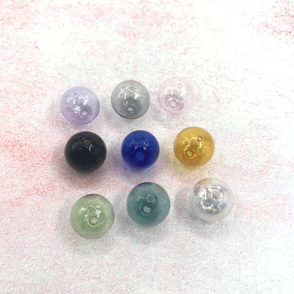20pcs/lot 20mm color top Mini Globe Glass Round Bottle Beads Necklace Pendant Locket two holes Ball Jewelry terrarium
