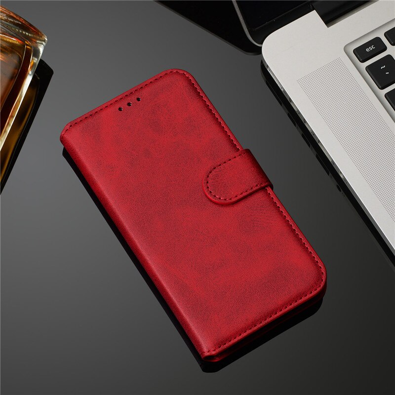 Honor 8a nahkakotelo coquelle huawei honour 8a kotelo retro magneettinen läppälompakkokotelot huawei honor 8a honor 8 a jat -l41 kansi: Punainen