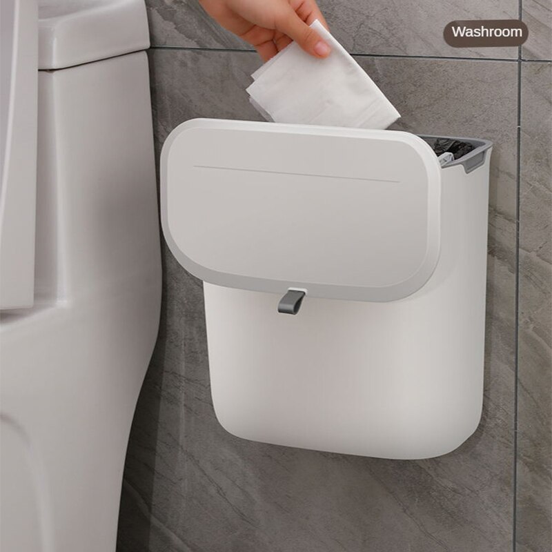Wall Mounted Hanging Trash Can Kitchen Trash Bin Dustbin Garbage Kitchen Cabinet Door With Lid Rubbish Bin Garbage Can Waste Bin