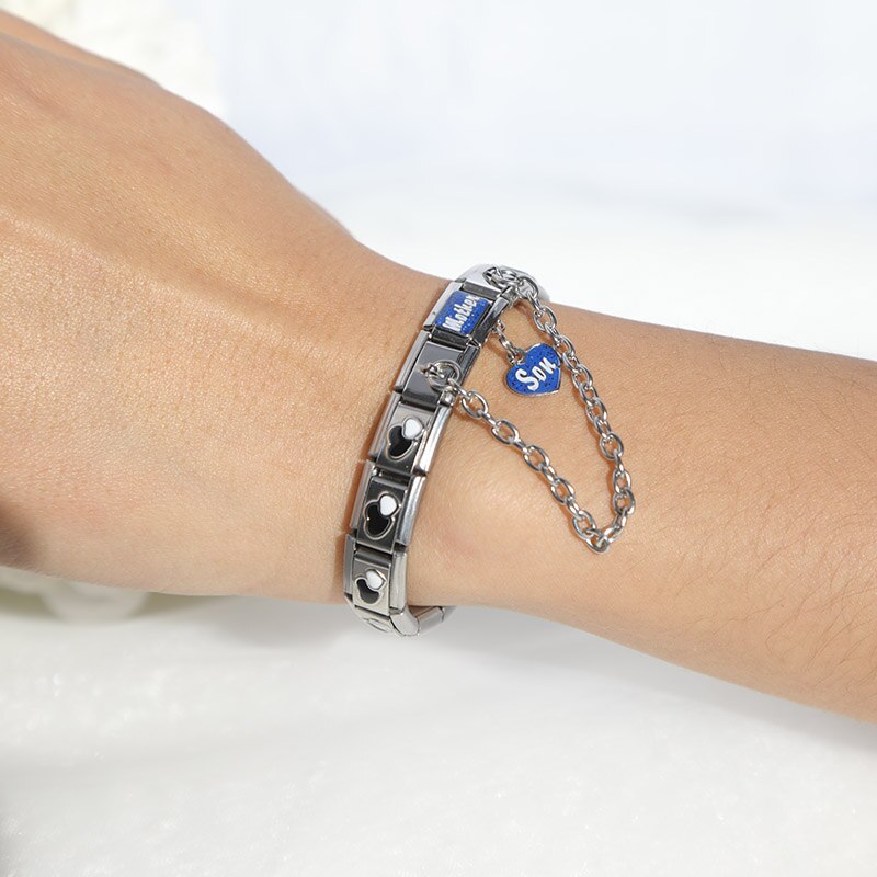 Hapiship Nieuw Mamma Papa Moeder Dochter Zon Italiaanse Links Charm Fit 9Mm Armband Rvs Sieraden Diy Maken DJ096