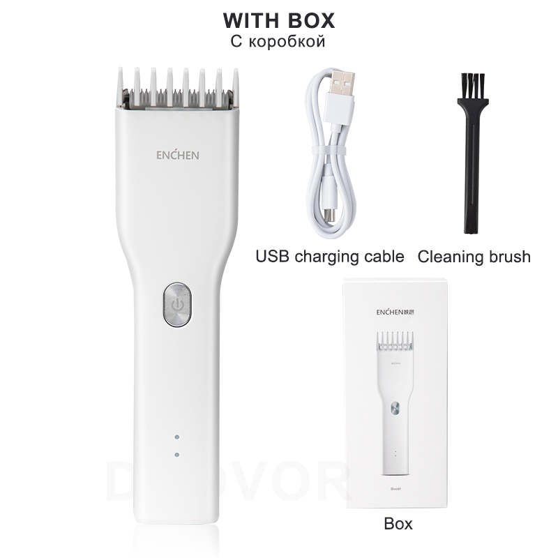 ENCHEN Men's Electric Hair Clippers Hair Trimmer Cordless Home use Hair Clipper Trimmer Corner Razor Machine: White with box