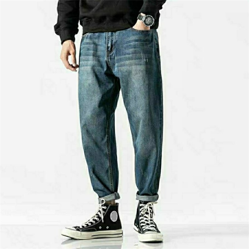 Pantalones vaqueros rectos lavados para hombre, ropa de calle, holgados, de cintura media, para exteriores, para otoño e invierno,: XXL