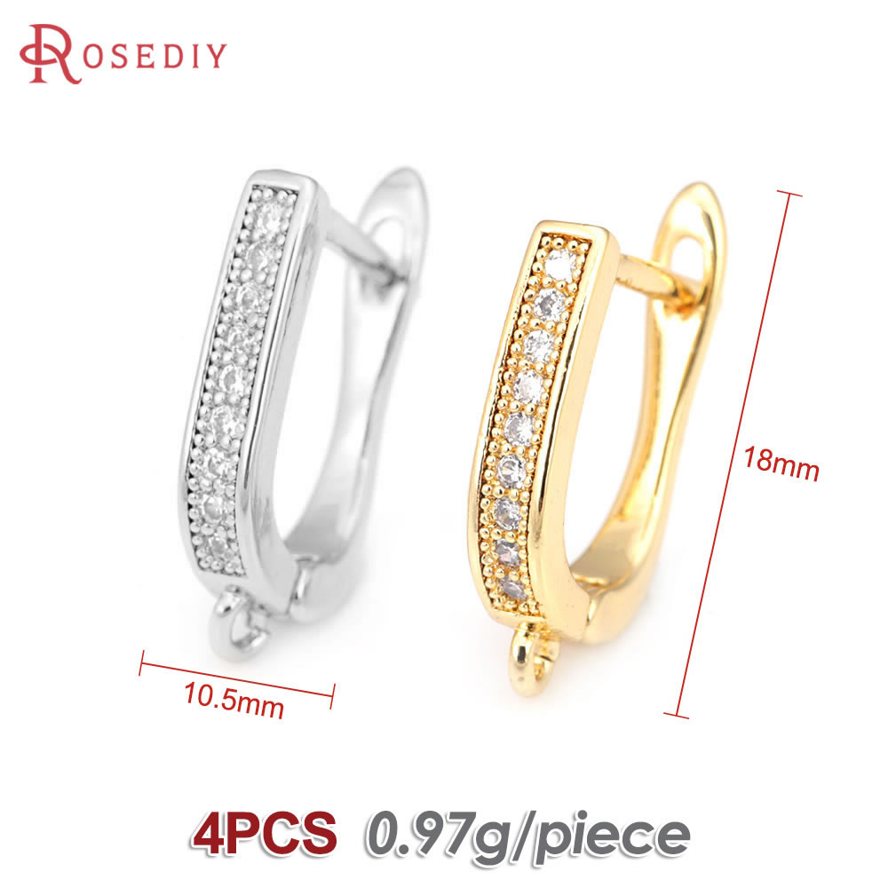 Pasador de latón y circón de Color dorado de 18K para mujer, suministros de fabricación de joyas Diy, accesorios para pendientes