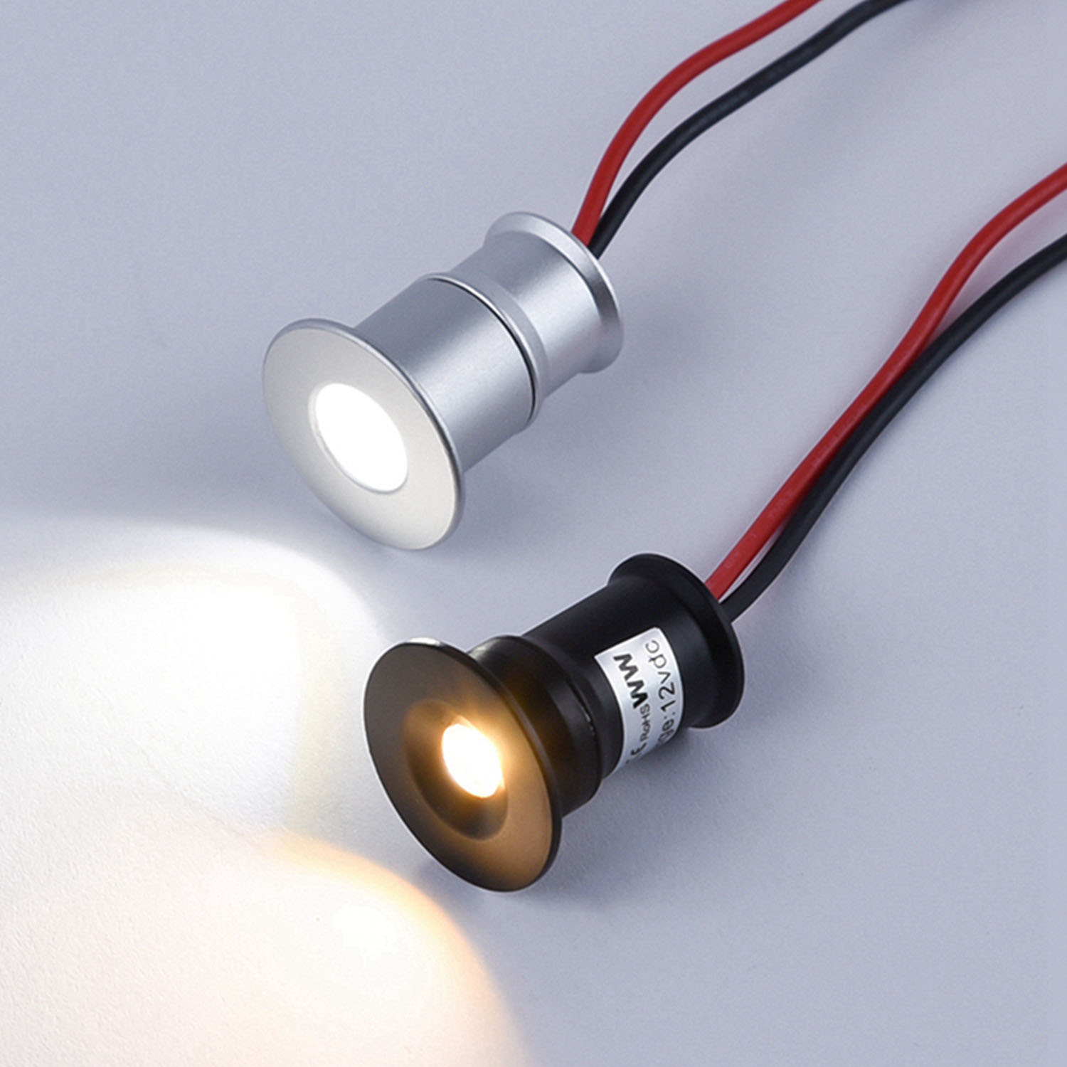 1w mini led-downlights, dimbar, 12v spotlights,  ip65 hjemmeskaplamper, svart-hvitt, sølvfarget skallspotlight, tak-downlight