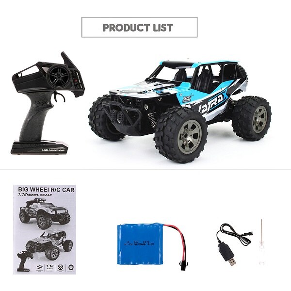 RC Auto 2.4 GHz 1:18 2WD PVC del corpo di Automobile Borsette RC Auto 18 km/h Off-Road King Auto per i principianti Giocattoli per I Bambini Grande Regalo Dei Capretti: Argento