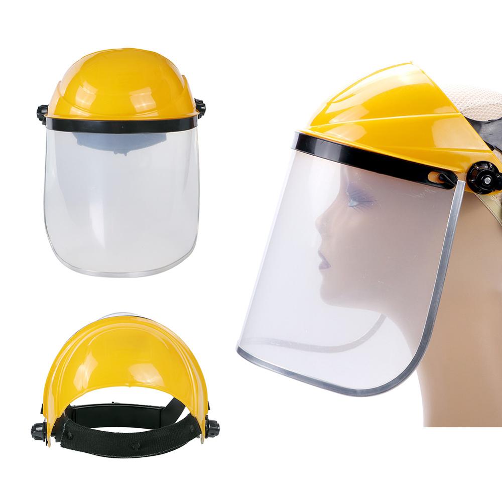 Industrial Safety Full Face Shield Wide Visor Clear Screen Anti-shock Face Screen Or Adjustable Steel Mesh Sports Safety Helmet