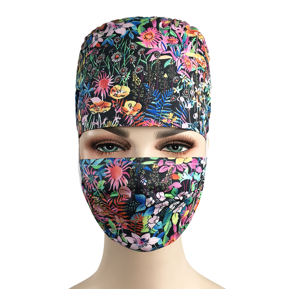 Unisexe impression spa travail casquettes réglable coton laboratoire anti-poussière travail chapeau dent beauté Scrubs casquettes animal club opérateur chapeau: hatmask 12093