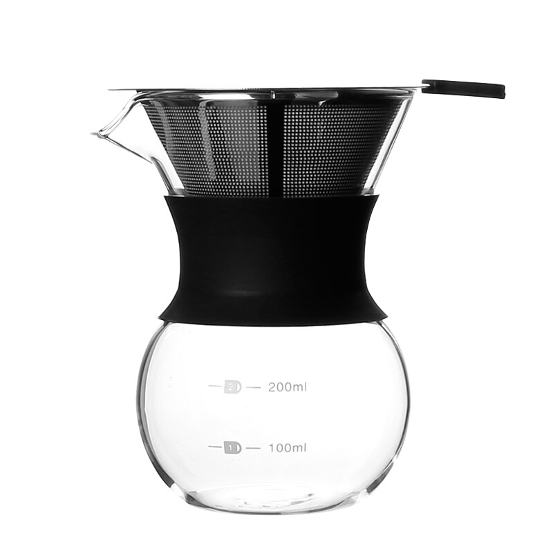 400ml Glass Coffee Kettle with Stainless Steel Filter Drip Brewing Brewer Coffee Pot Dripper Barista Pour Over Coffee Maker
