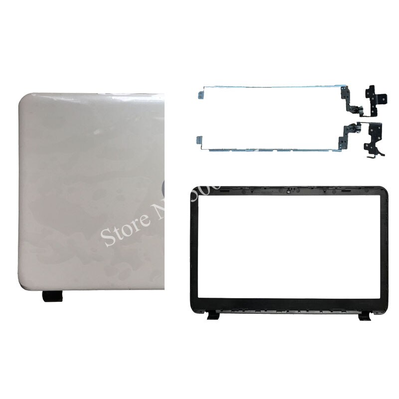 Nouvelle couverture arrière d'ordinateur portable LCD/lunette avant LCD/charnières pour HP 15-h005la 15-G 15-R 15-S 15T-R000 15Z-G000 245 250 N2815 256 15.6: White B and Hinges