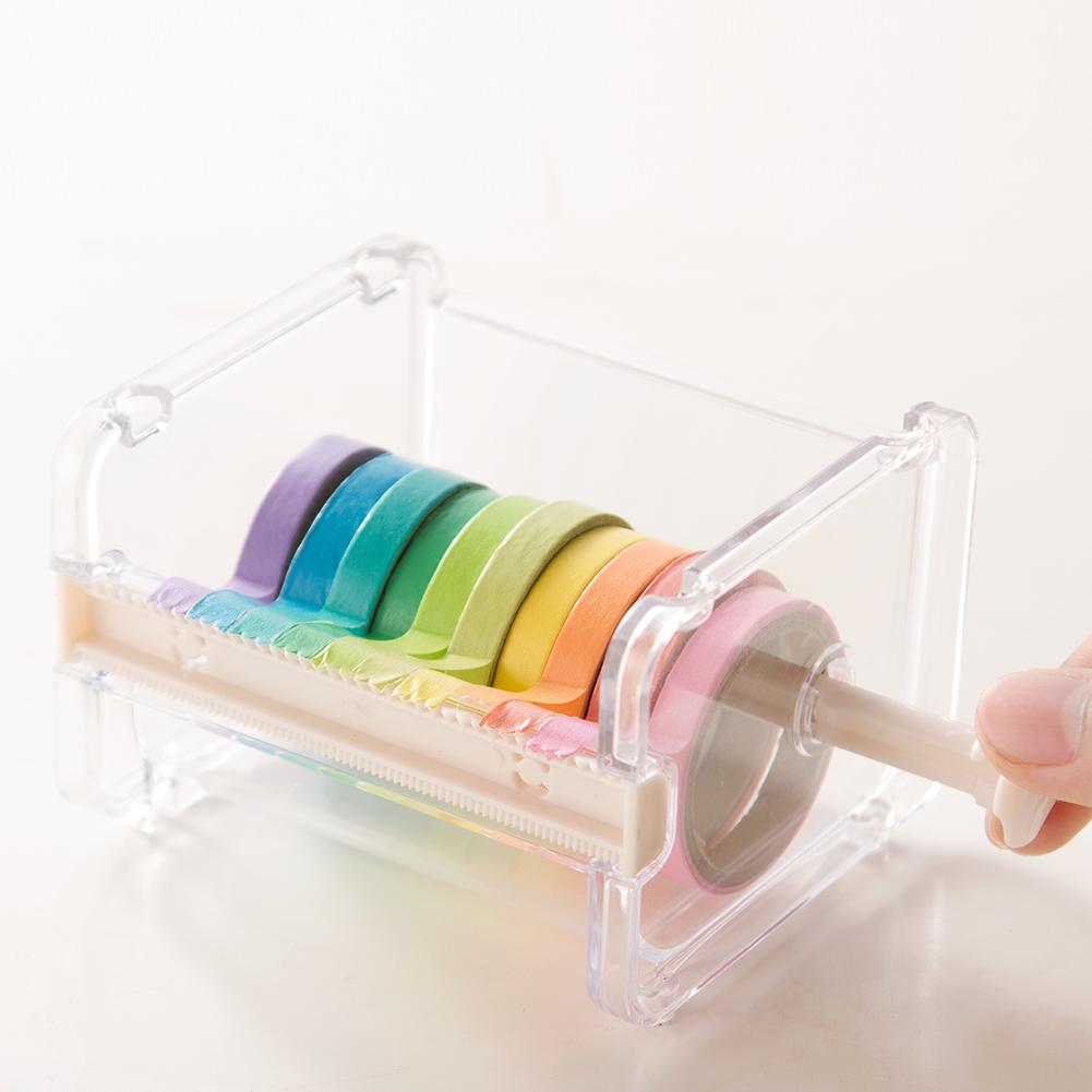 Durable Transparent Adhesive Tape Dispenser Office School Tape Cutter Desktop Storage Organizer Holder Stationery Storage Box