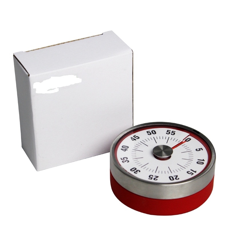 Magnetisk kjøkken timer mekanisk matlaging vekkerklokke bakepåminnelse mini rund form rustfritt stål manuell nedtelling