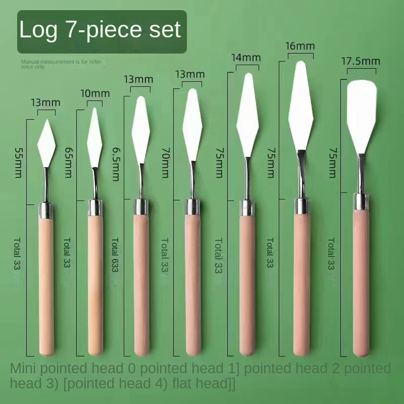 Kit de paleta Gouache con cuchillo de paleta de acero inoxidable, suministros de pintura al óleo, cuchillo de Bellas Artes, juego de herramientas de pintura, cuchillas flexibles, 7 Uds.