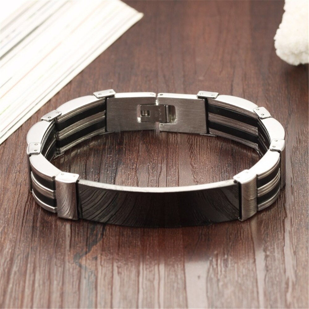 SHQIYAYI acier inoxydable Silicone bracelets porte-bonheur pour hommes corée à la bijoux accessoires fête amitié O936