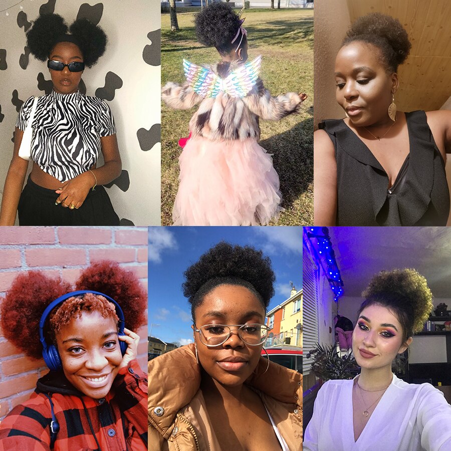 Alileader coc scurt de păr puf afro super-sintetic 8 inch șnur scurt coadă de cal clemă extensie de păr coci de păr crepus