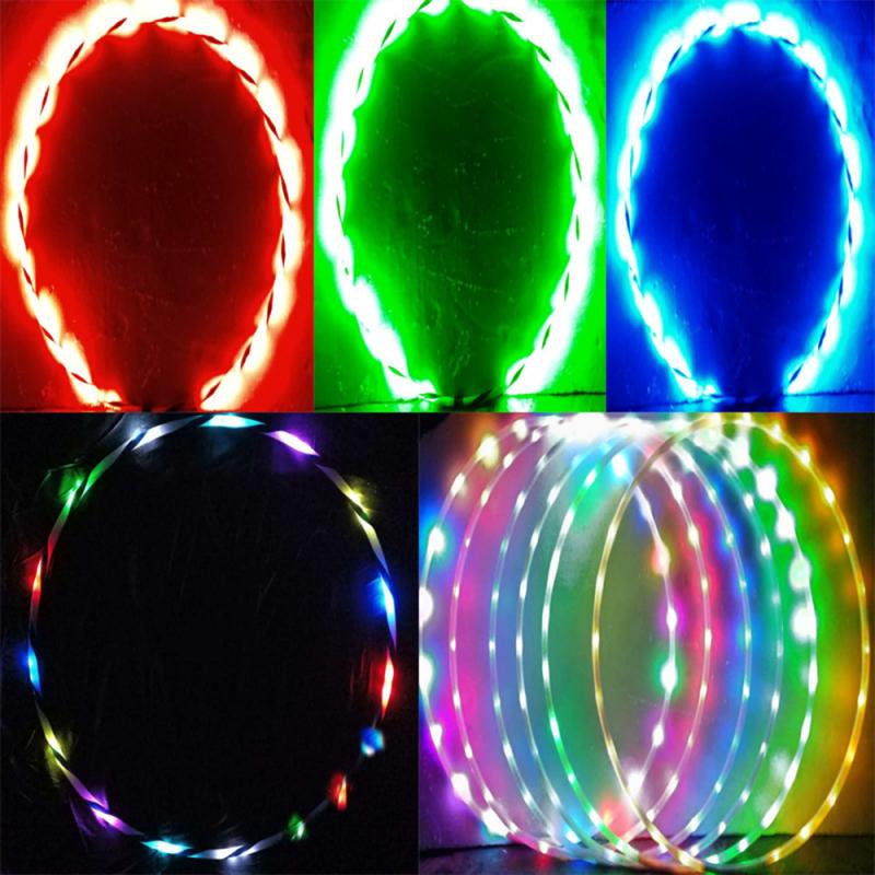 LED Cercle De Fitness Entièrement Rechargeable Et Pliable-multi Couleur Changeante Lumières Fitness Cercle Sans Batterie Fitness Circle