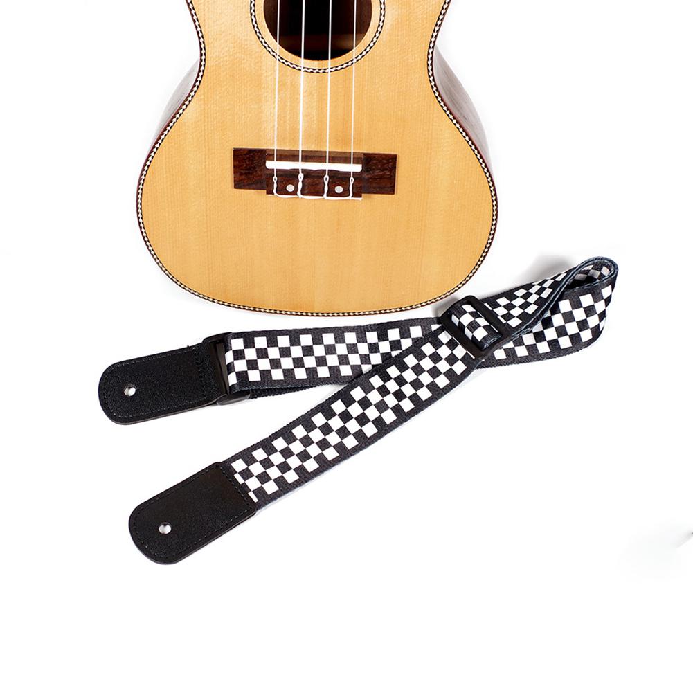 Verstelbare elektrische gitaarband, zwart-wit geruite akoestische gitaarband, riemen voor ukelele, basgitaarbanden, gitaaraccessoires