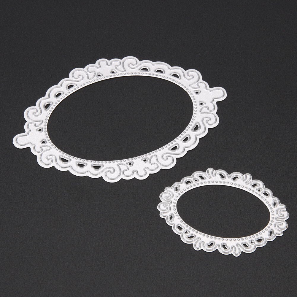 2pcs/Set Oval Frame Metal Cutting Dies Stencils for DIY Scrapbooking Wedding Photo Album Cards Decorative Embossing Craft Dies