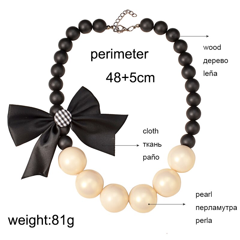 UDDEIN chunky wood chain big simulated pearl jewelry ribbon flower necklace women vintage statement chokers wedding necklace