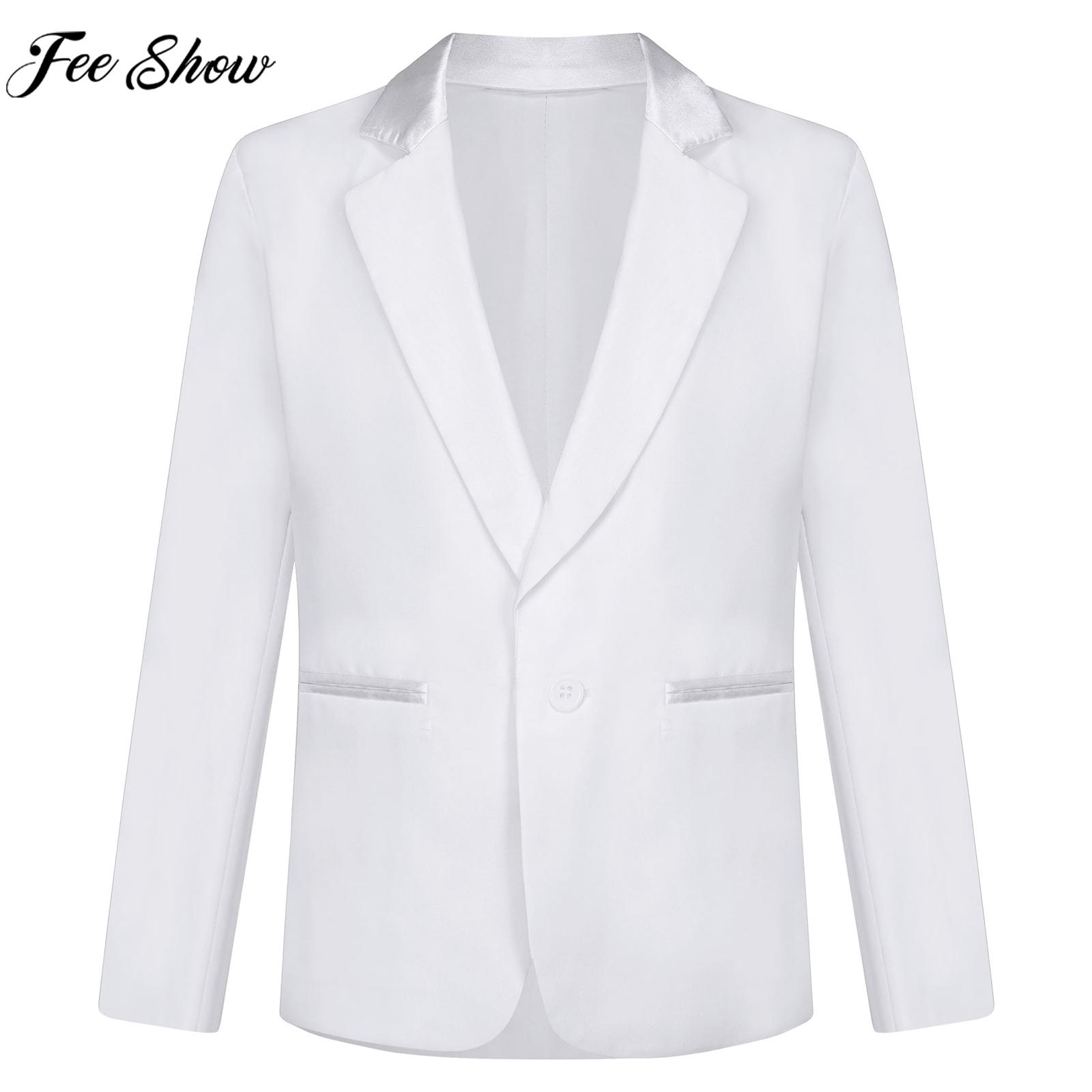 Traje de caballero para adolescentes, Blazer Formal de manga larga con solapa, ropa de abrigo para actuación en escenario de noche, boda, de cumpleaños, graduación