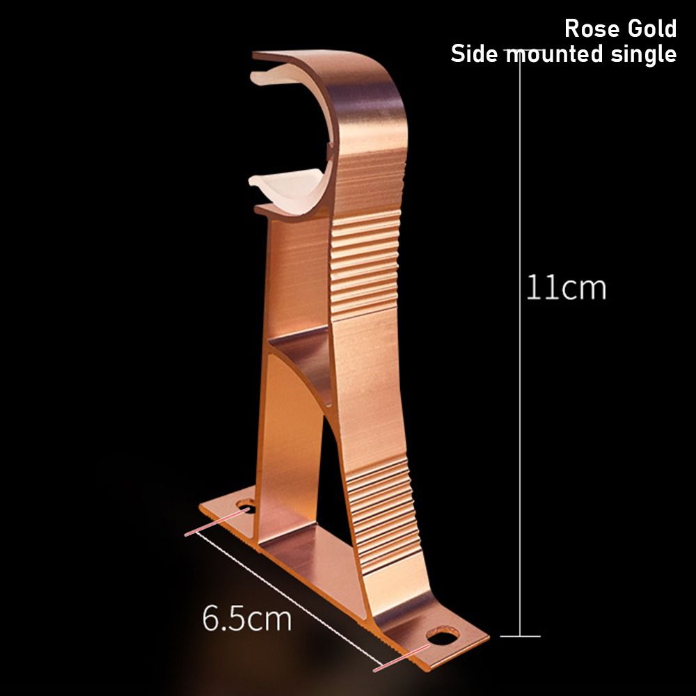 1Pcs Aluminum Alloy Rod Support Clamp Single Double Hang Curtain Rod Bracket Fixing Clip Furniture Hardware Crossbar Hanger Hook: Gold