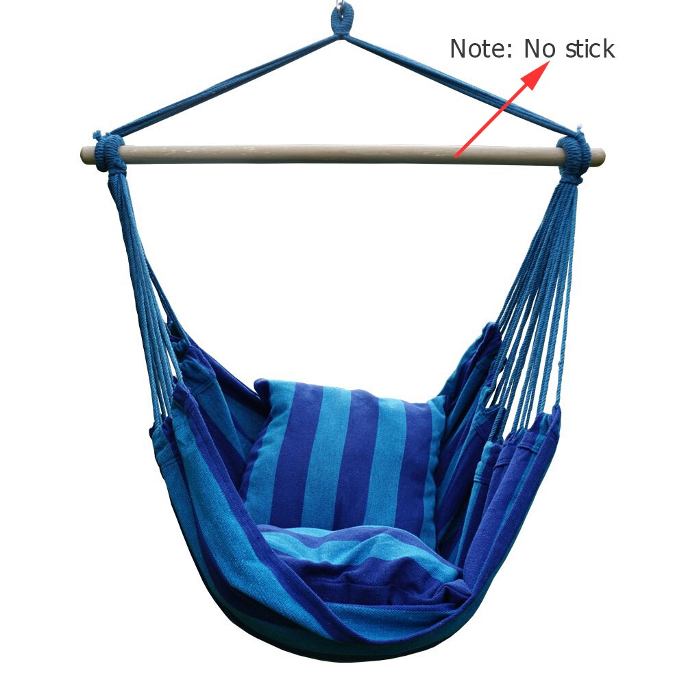 Draagbare Canvas Hangmat Stoel Schommel Indoor Tuin Sport Home Reizen Leisure Wandelen Camping Streep Hangmat Opknoping Bed: Blauw