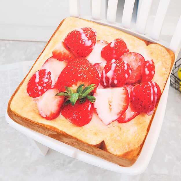 1pc 40*40cm frugt toastpude velsmagende madpude med quiltestof blødt og behageligt for børn som fødselsdag: Jordbær