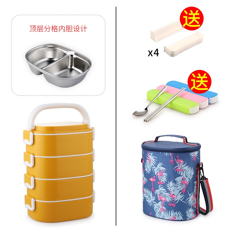 Fiambrera térmica bonita, lonchera multicapa De acero inoxidable, fiambrera portátil Bento, ecológica, fiambrera De Comida AC50LB