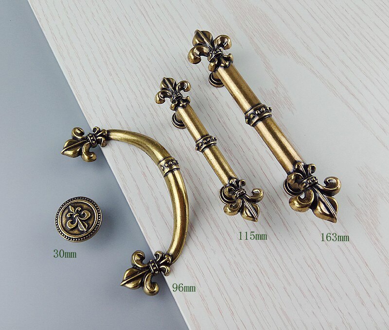 European Bronze Furniture Hardware Handles Kitchen Cabinets Sliding Door Round Knobs Drawer Wardrobe Cupboard Push Pull Handle